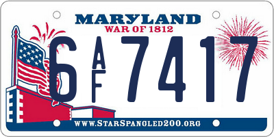 MD license plate 6AF7417