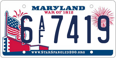 MD license plate 6AF7419