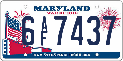 MD license plate 6AF7437