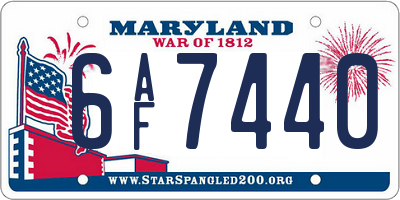 MD license plate 6AF7440