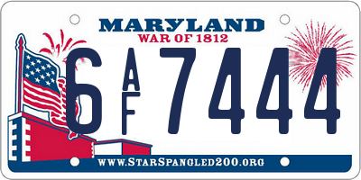 MD license plate 6AF7444