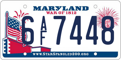 MD license plate 6AF7448