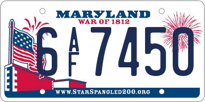 MD license plate 6AF7450