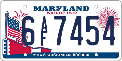 MD license plate 6AF7454
