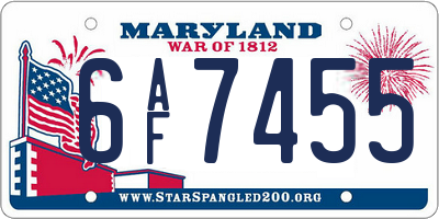 MD license plate 6AF7455