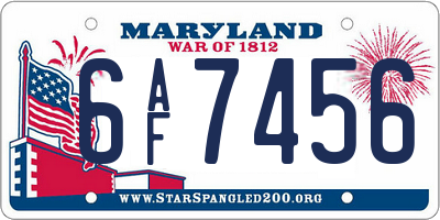 MD license plate 6AF7456