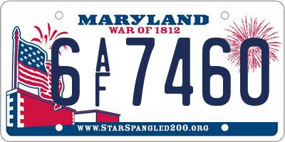 MD license plate 6AF7460