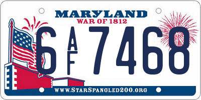 MD license plate 6AF7468