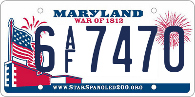 MD license plate 6AF7470