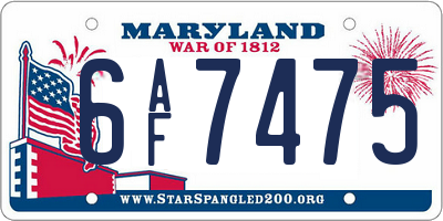 MD license plate 6AF7475