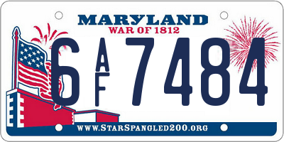 MD license plate 6AF7484
