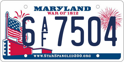 MD license plate 6AF7504