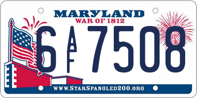 MD license plate 6AF7508