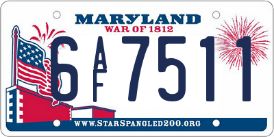 MD license plate 6AF7511