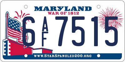 MD license plate 6AF7515
