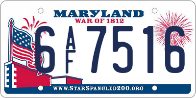 MD license plate 6AF7516