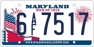 MD license plate 6AF7517