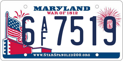 MD license plate 6AF7519