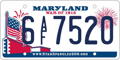 MD license plate 6AF7520