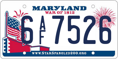 MD license plate 6AF7526