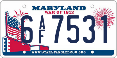 MD license plate 6AF7531