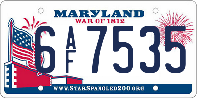 MD license plate 6AF7535