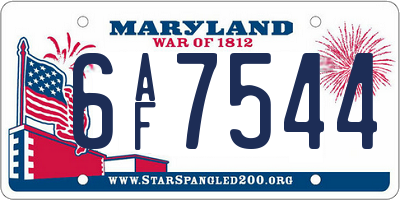 MD license plate 6AF7544