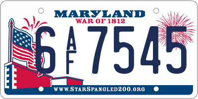 MD license plate 6AF7545