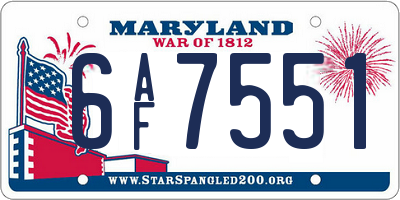 MD license plate 6AF7551