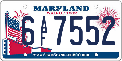 MD license plate 6AF7552