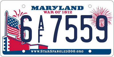 MD license plate 6AF7559