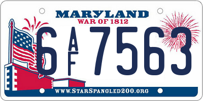 MD license plate 6AF7563