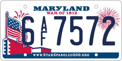 MD license plate 6AF7572