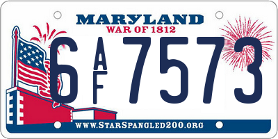 MD license plate 6AF7573