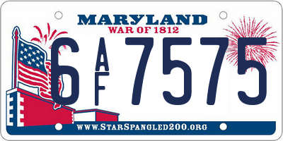 MD license plate 6AF7575