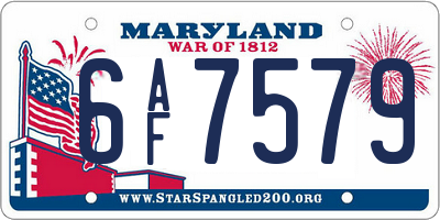 MD license plate 6AF7579