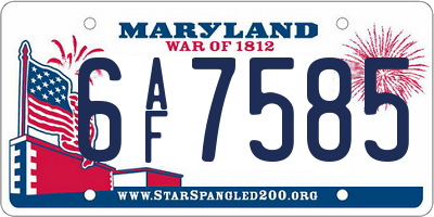 MD license plate 6AF7585