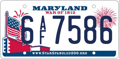 MD license plate 6AF7586