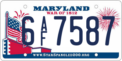 MD license plate 6AF7587