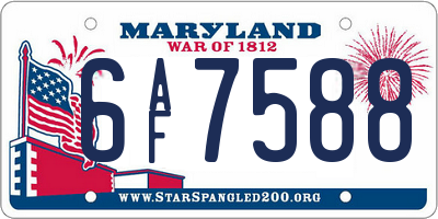 MD license plate 6AF7588