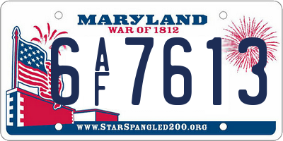MD license plate 6AF7613