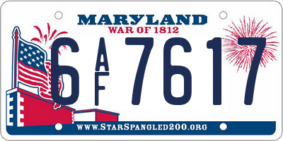 MD license plate 6AF7617