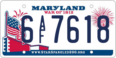MD license plate 6AF7618