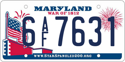 MD license plate 6AF7631