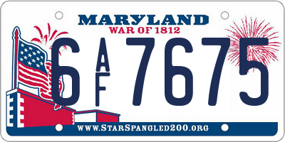 MD license plate 6AF7675