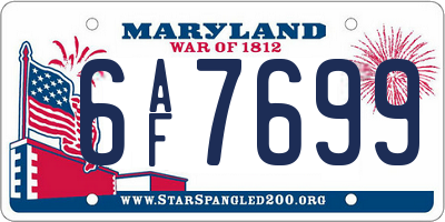 MD license plate 6AF7699
