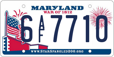 MD license plate 6AF7710