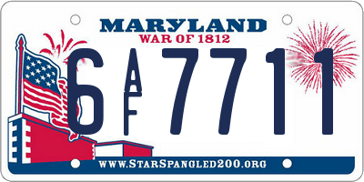 MD license plate 6AF7711
