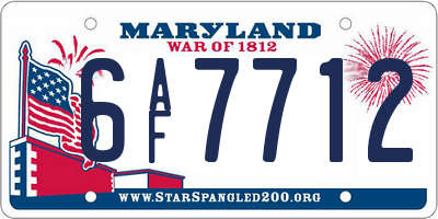 MD license plate 6AF7712