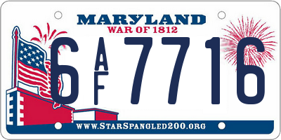 MD license plate 6AF7716